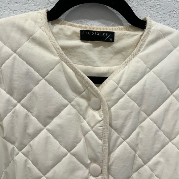 Studio29 quilted ivory white jacket cotton and viscose blend XS S - Picture 2 of 5